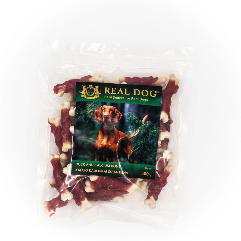 REAL DOG SNACKS Kalcio kauliukai su antiena 500g