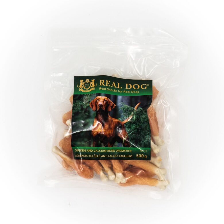 REAL DOG SNACKS Vištienos kulšelė ant kalcio kauliuko 500g