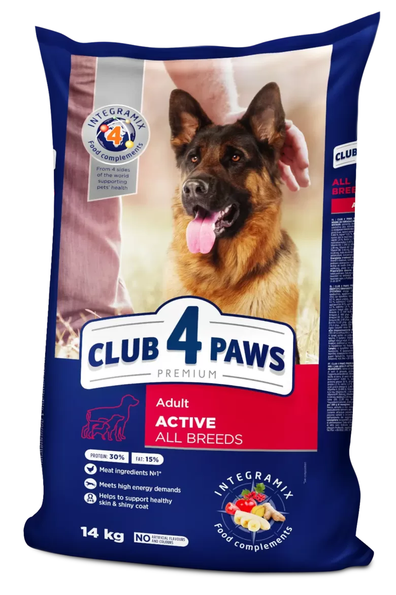 Visavertis sausas maistas suaugusiems šunims CLUB 4 PAWS Active, 20 kg