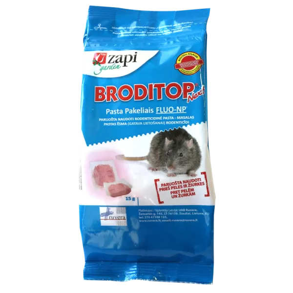 BRODITOP pasta pakeliais žiurkėms ir pelėms, 150 g.