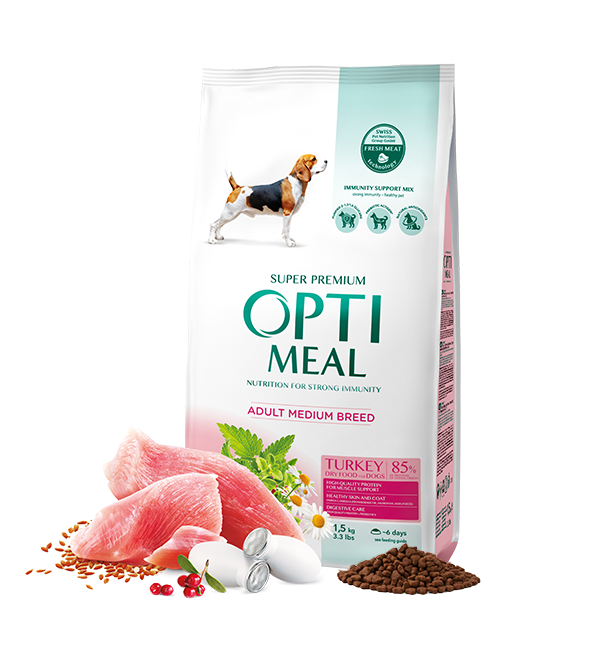 Sausas ėdalas suaugusiems vidutinių veislių šunims – KALAKUTIENA