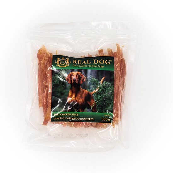 REAL DOG SNACKS Minkštos vištienos juostelės 500g