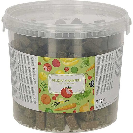 „Delizia Apple Grain-Free“ – obuolių skanėstai žirgams be grūdų, 3 kg.
