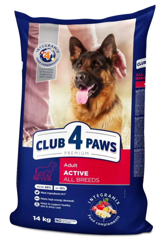 Visavertis sausas maistas suaugusiems šunims CLUB 4 PAWS Active, 20 kg