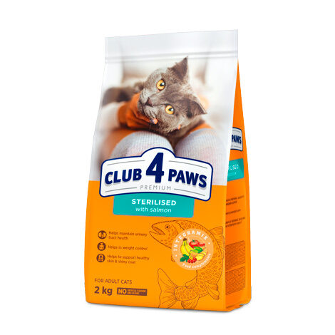 CLUB 4 PAWS PREMIUM SU LAŠIŠA. VISAVERTIS PAŠARAS SUAUGUSIOMS STERILIZUOTOMS KATĖMS