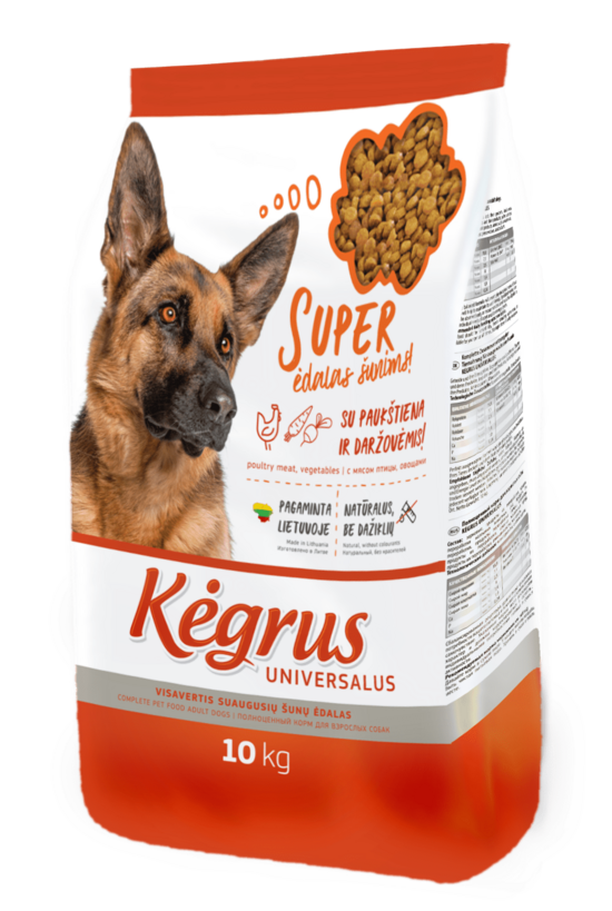 KĖGRUS Visavertis sausas maistas suaugusiems šunims "Universalus" po 20 kg