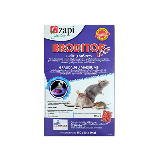 Graužikų nuodai BRODITOP LC CF grūdų mišinys 150g