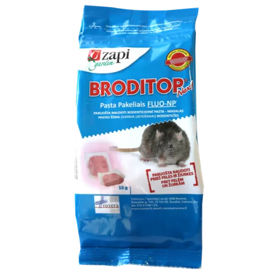 BRODITOP pasta pakeliais žiurkėms ir pelėms, 150 g.